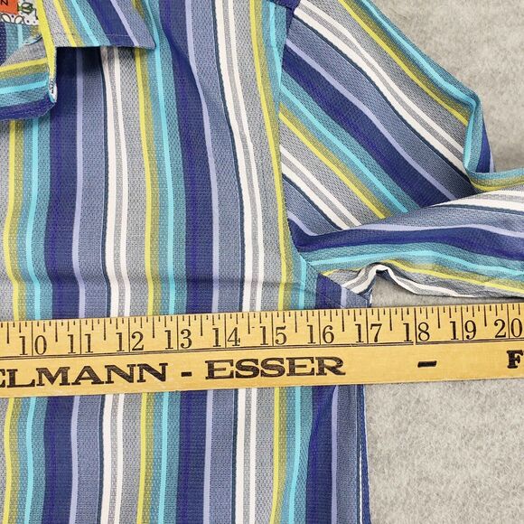 Luchiano Visconti Limited Edition Shirt Mens XS Blue Green Striped Eyeglasses - Picture 5 of 7
